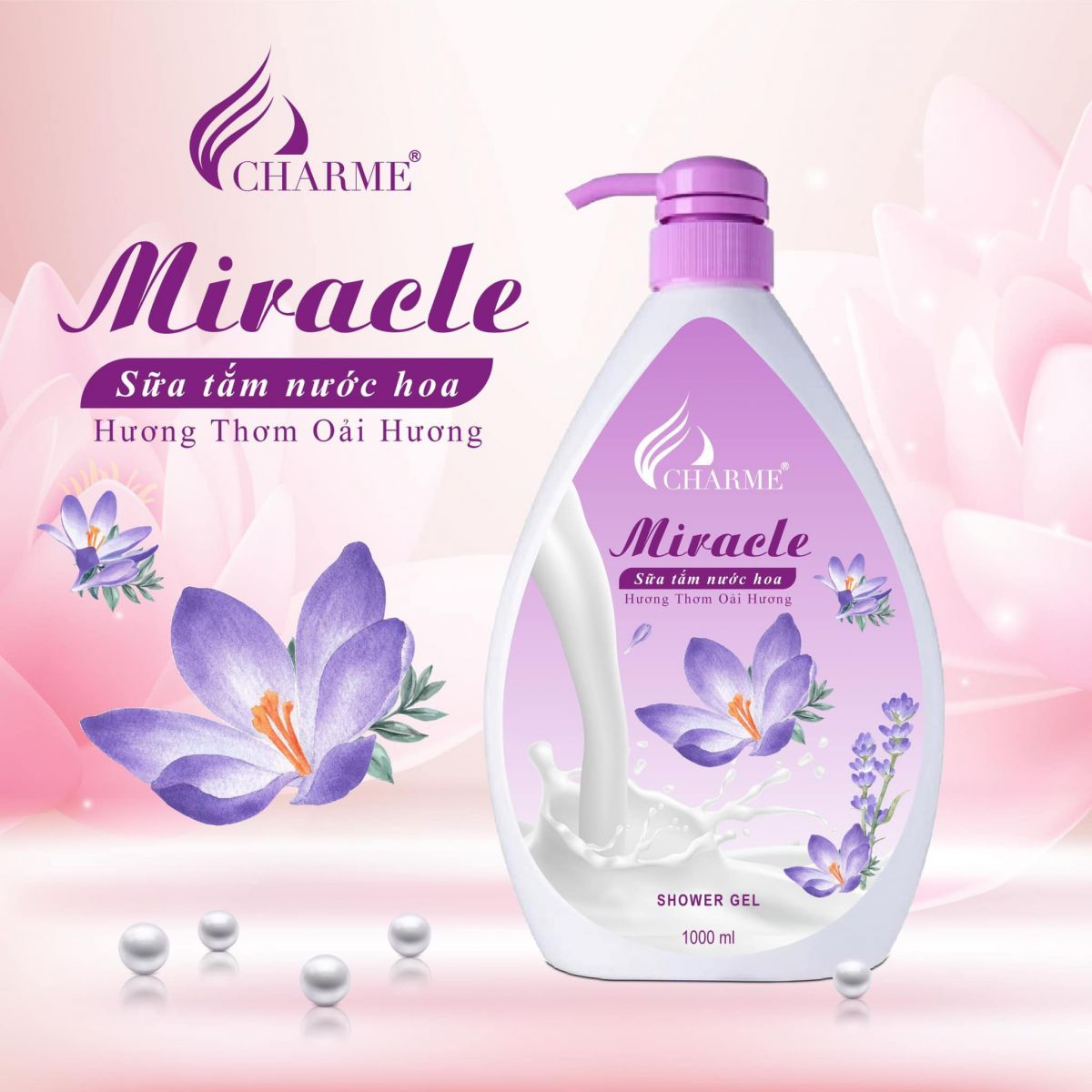 Sữa Tắm Nước Hoa Charme Miracle 1000ml Cho Nữ
